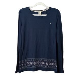 Lucky Brand Fair Isle Shirt Long Sleeve Snowflake Blue XL Crew